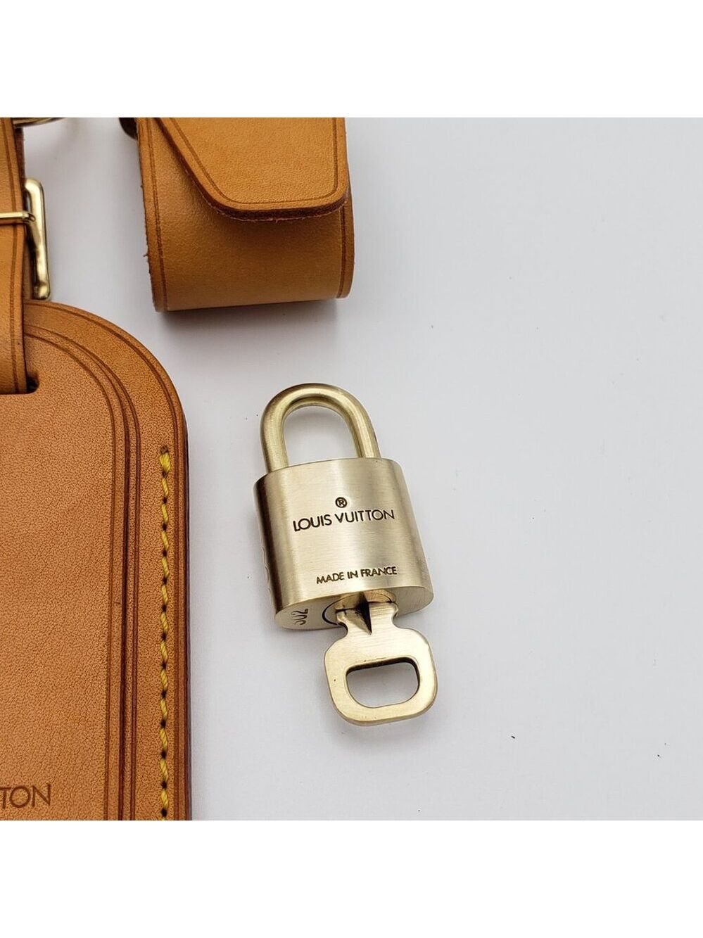 Authentic Louis Vuitton Luggage Nametag and Gold Padlock with Unbranded Keycharm - Picture 4 of 8
